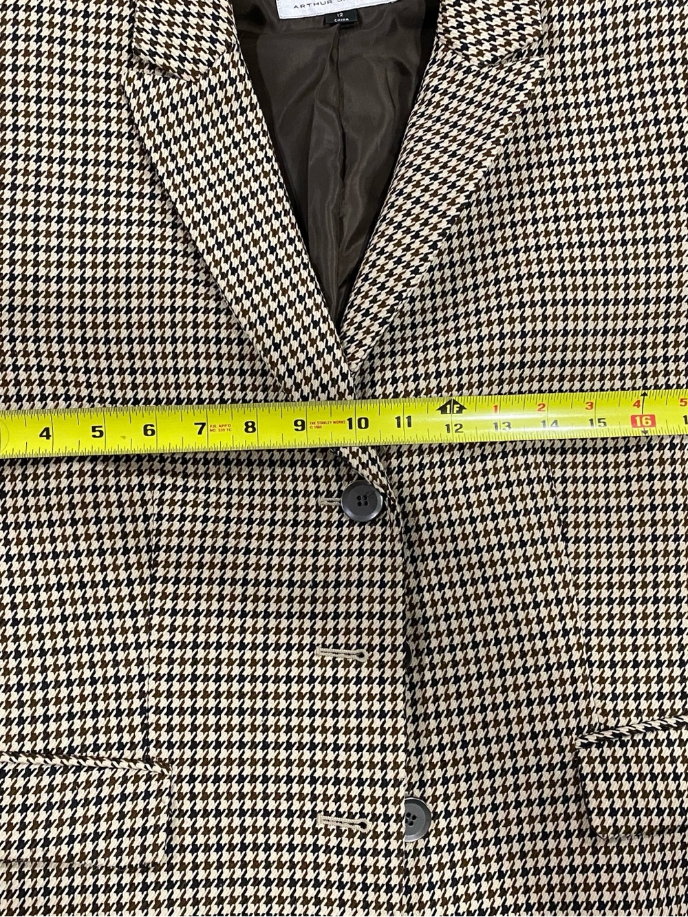 Tahari Brown, Black & Tan Houndstooth Women’s Blazer - Picture 11 of 16